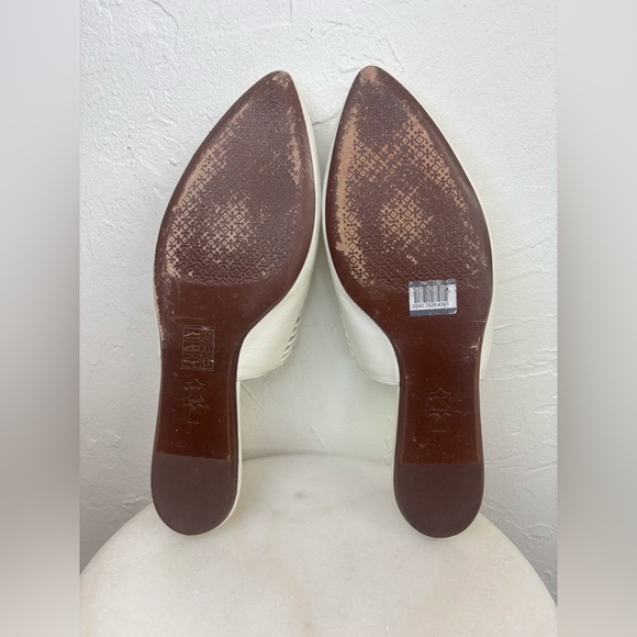 TORI BURCH $309 Sienna Flat Side Mule White Leather Slip On Slide Pointed Shoe 8 - Picture 13 of 13